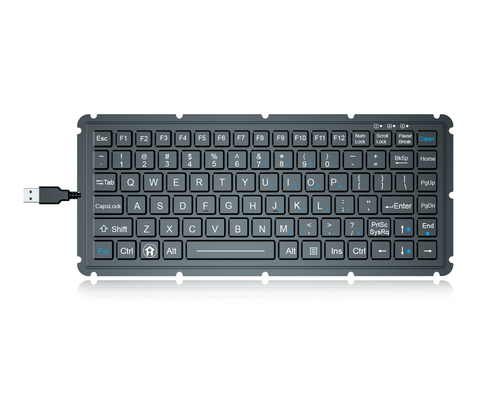 teclado robusto de borracha de silicone incorporado durável 87 teclas construído em PCB de grau militar