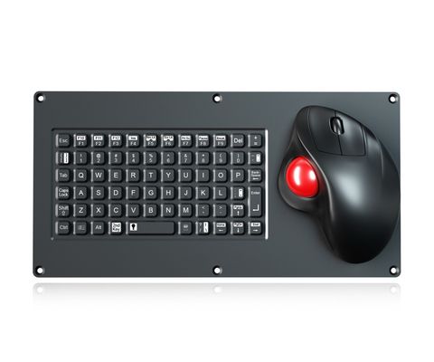 teclado militar de formato compacto com 69 teclas e mouse trackball ergonômico