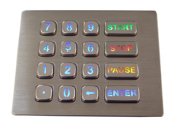 16 teclado de aço inoxidável personalizado Backlit teclado da montagem do painel das chaves IP67