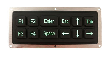 enegreça o teclado industrial do silicone de 12 chaves com relação verde de USB do backit