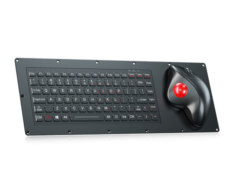 teclado industrial de grau militar com teclas FN e mouse trackball óptico